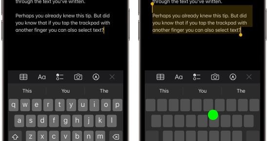 You are currently viewing كيفية تسريع تحرير النص باستخدام لوحة التتبع المخفية على iPhone