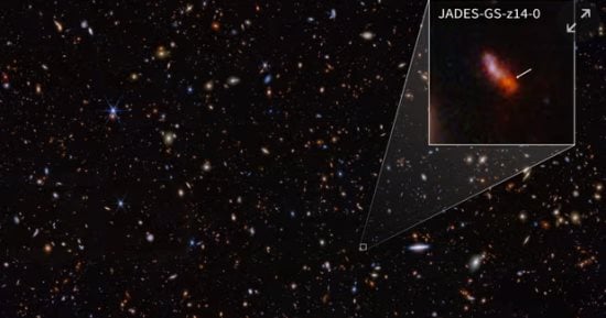You are currently viewing يرصد تلسكوب جيمس ويب الفضائي أبعد مجرة ​​معروفة في صورة مسجلة